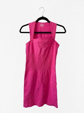 OQQ Pink Ribbed Sleeveless Mini Dress